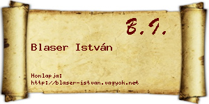 Blaser István névjegykártya